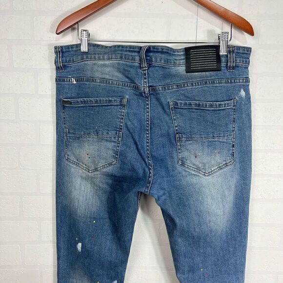 Serenade men’s Jeans size 36 skinny jeans paint splatter - Picture 12 of 16